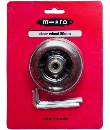 KOLIESKO MICRO 80 MM CLEAR (V OBALE  S IMBUSOVÝM KĽÚČOM)