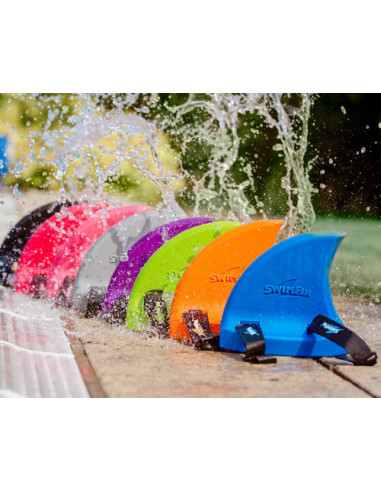 SwimFin Marble Yellow/Orange – žraločia plutva na chrbát pre učenie plávania (od 18 mesiacov)