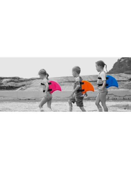 SwimFin Marble Yellow/Orange – žraločia plutva na chrbát pre učenie plávania (od 18 mesiacov)
